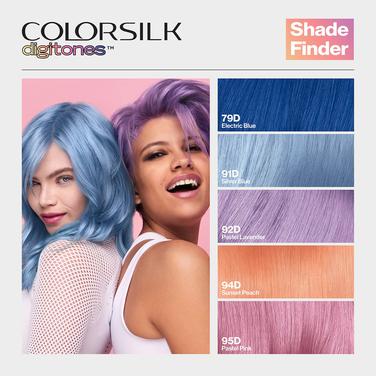 Revlon Colorsilk Digitones Permanent Hair Color with Keratin, 91D Silver Blue