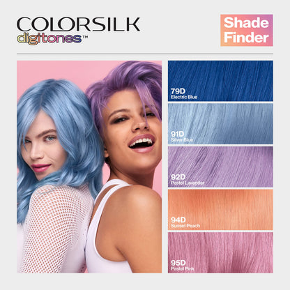 Revlon Colorsilk Digitones Permanent Hair Color with Keratin, 91D Silver Blue