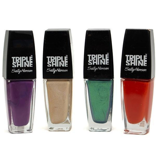 Sally Hansen TRIPLE SHINE Nail Polish Set. Vanity Flare, Great White, Make Waves, Play Koi  .33 fl oz each