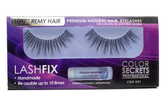 Lashfix COLOR SECRETS Professional Premium Natural Hair Eyelashes, Re-usable up to 10 times, Adhesive Included,  E41