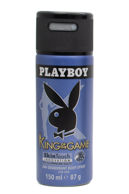 Playboy KING OF THE GAME 24H Deodorant Body Spray for Him, Skin Touch Innovation 0% Aluminum Salts  150 ml