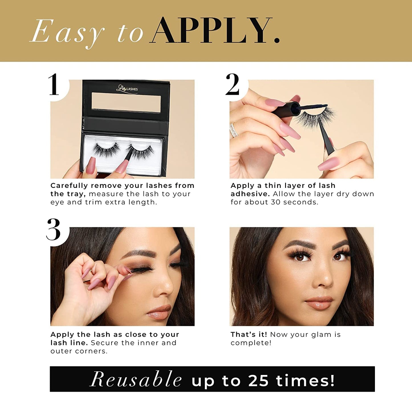 Lilly Lashes HOUSTON Premium Synthetic Mink Lashes, One Pair