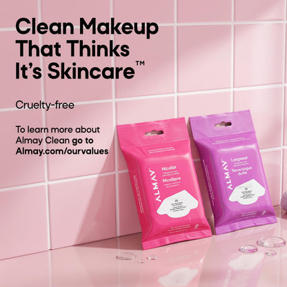 Almay Micellar Makeup Remover Cleansing Towelettes, Hypoallergenic, Fragrance-Free, 25 count