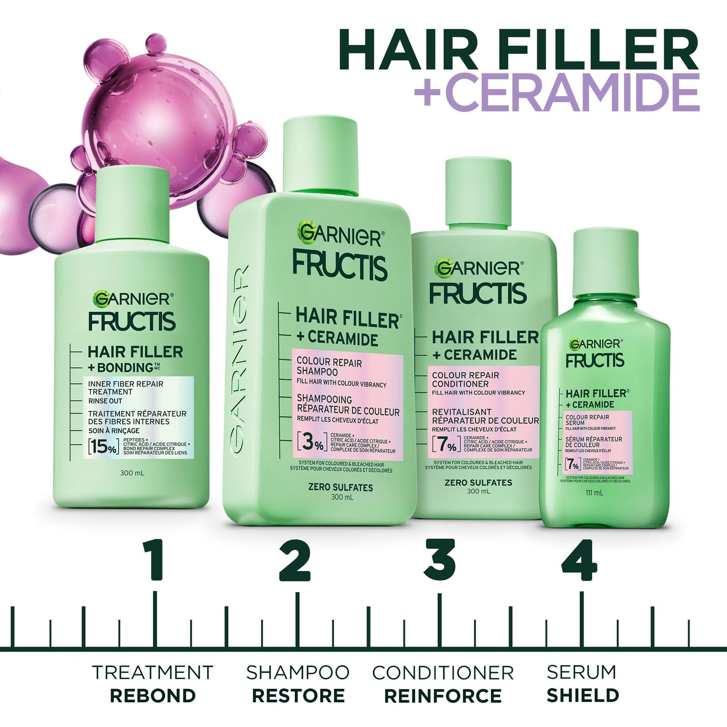 Garnier Fructis Hair Filler Color Repair Squeeze Conditioner with Ceramide, 10.1 fl oz