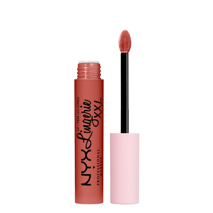 NYX Professional Makeup Lip Lingerie XXL Smooth Matte Liquid Lipstick, 16hr Longwear, Peach Flirt, 0.13 fl oz