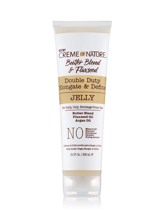 Creme of Nature Butter Blend & Flaxseed Elongate & Define Styling Cream Jelly, 8.45 oz, Dry Hair