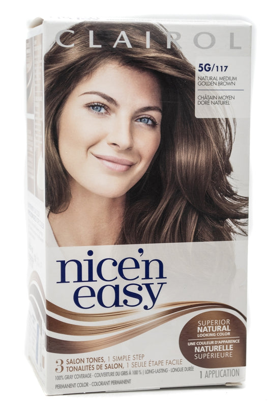Clairol NICE 'N EASY Superior Natural Hair Color, 3 Salon Tones 1 Simple Step 5N/118A Natural Medium Golden Brown  1 application