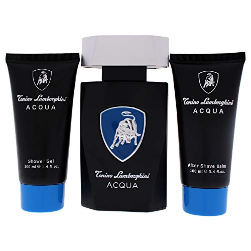 Tonino Lamborghini ACQUA Gift Set: Shower Gel 3.4 fl oz, Eau de Toilette 4.2 fl oz, After Shave Balm 3.4 fl oz