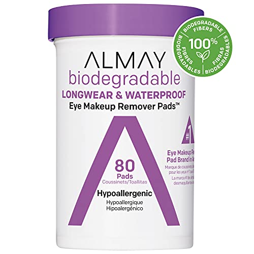 Almay BIODEGRADABLE Longwear & Waterproof Eye Makeup Removal Pads,  80 pads