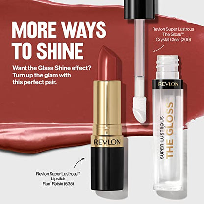 REVLON Lipstick, Super Lustrous Glass Shine Lipstick, High Shine Lipcolor with Moisturizing Creamy Formula, Infused with Hyaluronic Acid, Aloe and Rose Quartz