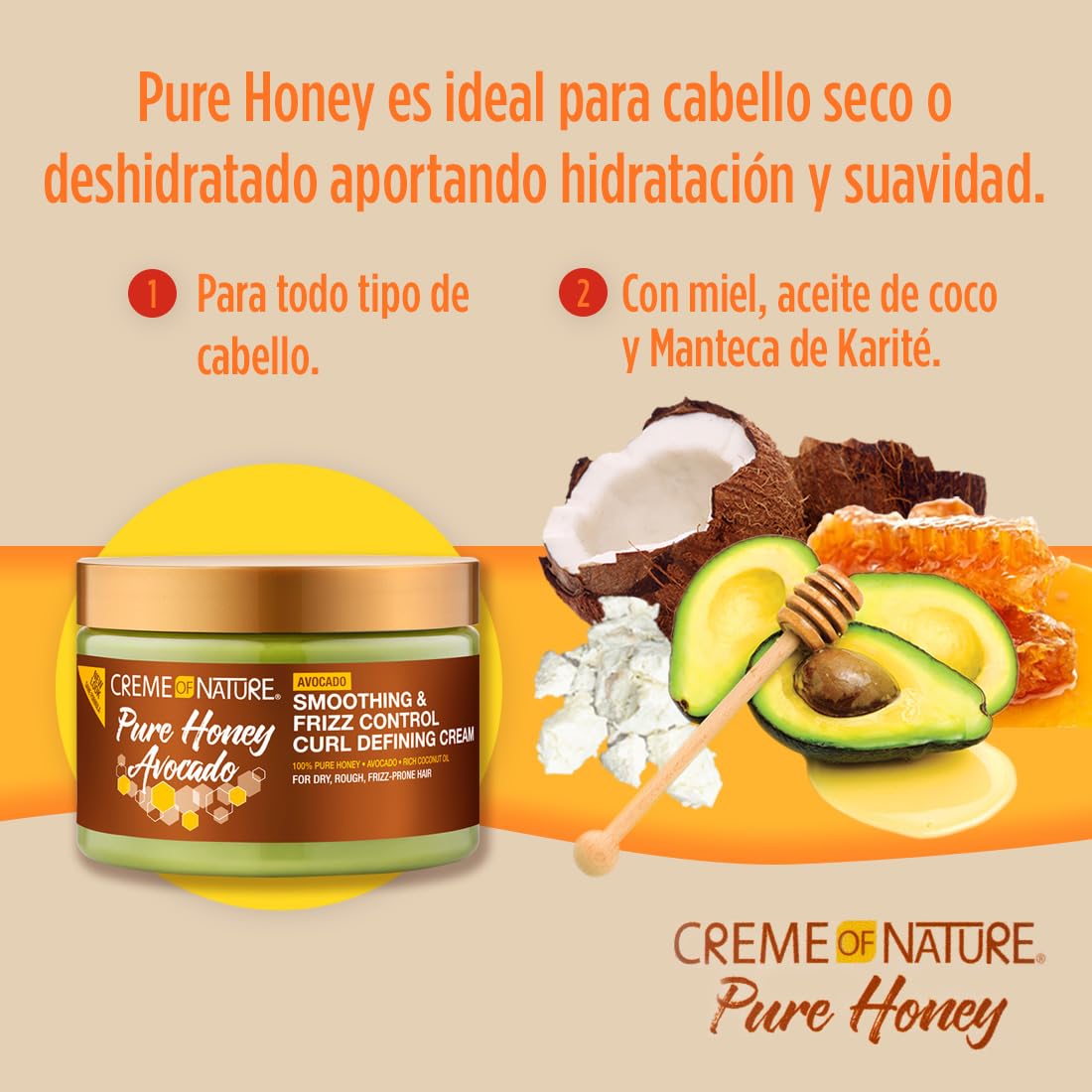 Creme of Nature Pure Honey Hair Food Honey + Avocado Curl Defining Cream 11.5 oz.