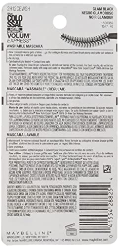 Maybelline New York Volum' Express The Colossal Cat Eyes Washable Mascara Makeup, Glam Black, 2 Count