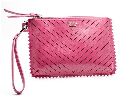 Victoria Secret Laser Cut Zippered Wristlet, Pink