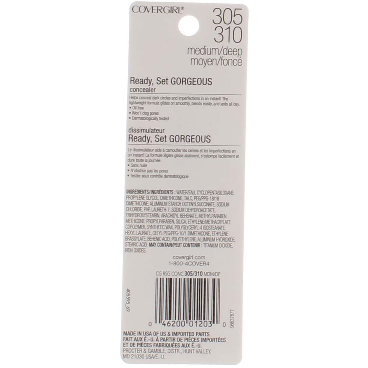 COVERGIRL Clean Matte Concealer, 310 Medium/Deep, 0.32 oz, Concealer Makeup, Concealer for Dark Circles, Full Coverage Concealer, Skin-Brightening Pigments, Lightweight