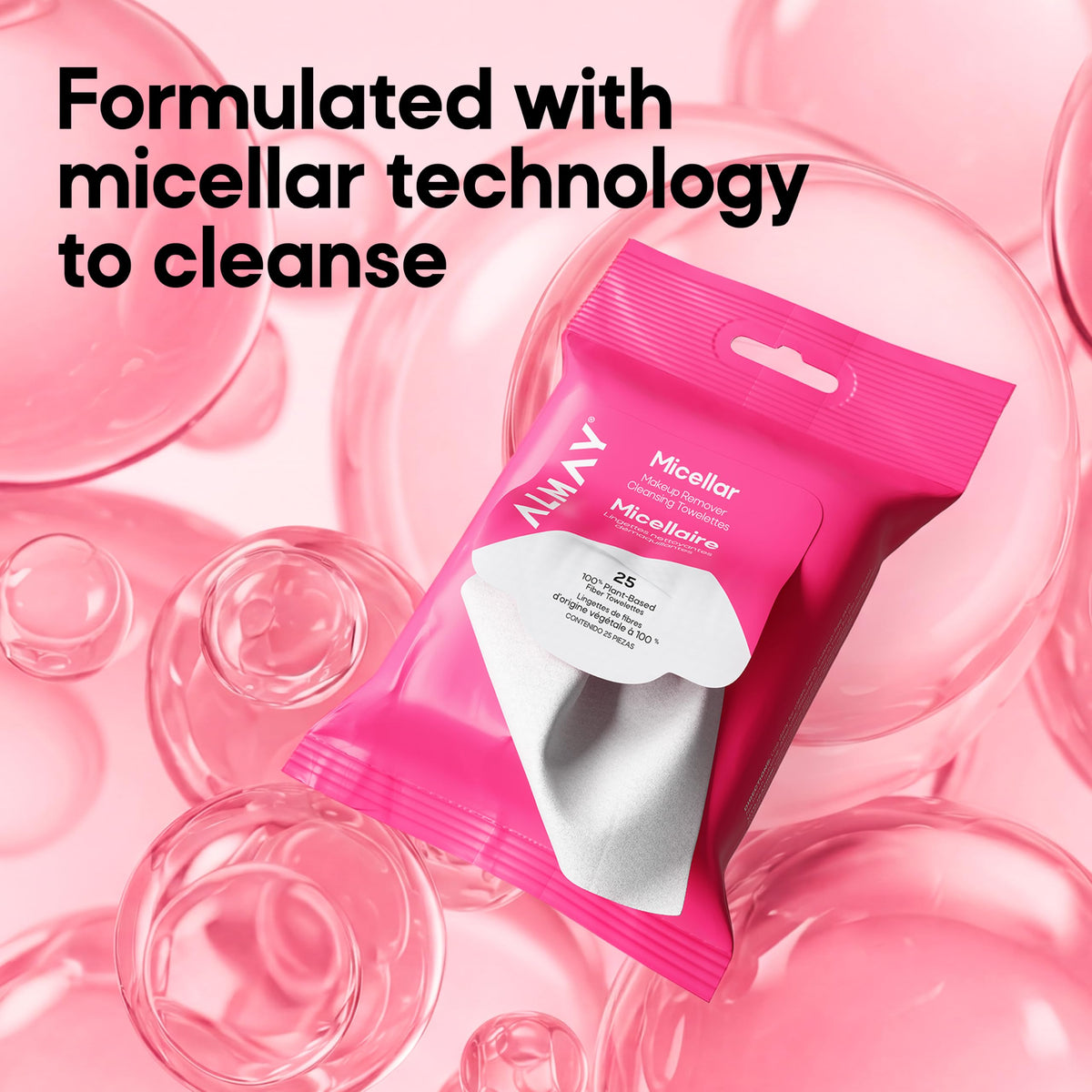 Almay Micellar Makeup Remover Cleansing Towelettes, Hypoallergenic, Fragrance-Free, 25 count