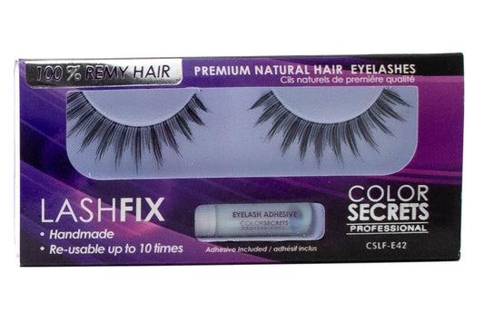 Lashfix COLOR SECRETS Professional Premium Natural Hair Eyelashes, Re-usable up to 10 times, Adhesive Included,  E42