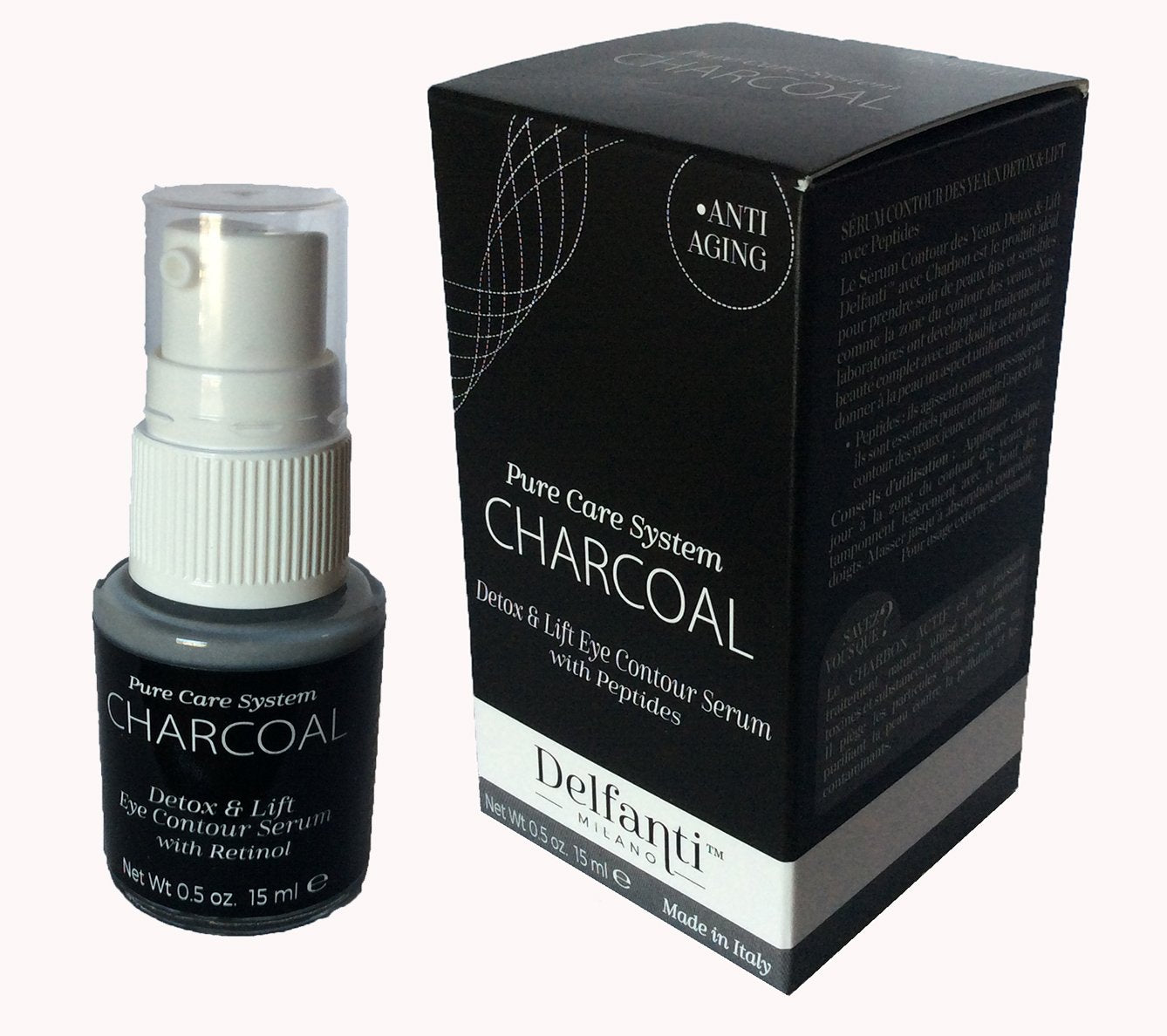 Delfanti CHARCOAL Detox & Lift Eye  Contour Serum with Peptides  .5 fl oz