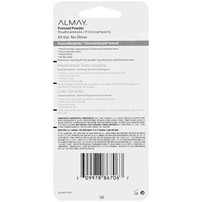 Almay ALL SET NO SHINE Pressed Powder, 600 Make Mine Dark  .2oz