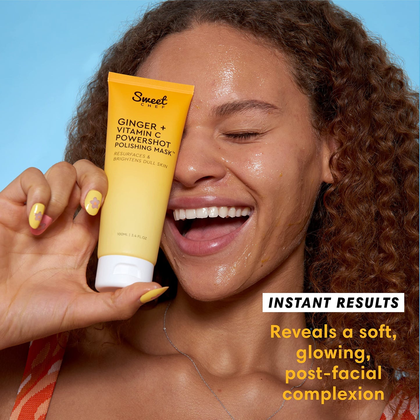 Sweet Chef Ginger + Vitamin C Powershot Polishing Mask - Brightening Face Mask for Dark Spots & Uneven Skin Tone + Maca, Rice Powders & AHA Face Exfoliant & Resurfacing Mask 3.4oz