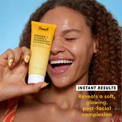 Sweet Chef Ginger + Vitamin C Powershot Polishing Mask - Brightening Face Mask for Dark Spots & Uneven Skin Tone + Maca, Rice Powders & AHA Face Exfoliant & Resurfacing Mask 3.4oz