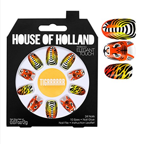 House of Holland Nailed by Elegant Touch  Tigrrrrrr Animal Kingdom: 24 nails, nail glue .07 Oz., nail file