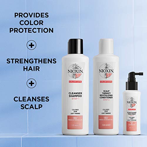 NIOXIN Hair System Kit for fine colored hair 3: Shampoo 10.1 Fl Oz., Conditioner 10.1 Fl Oz., Treatment 3.38 Fl Oz.