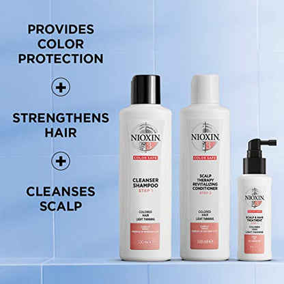 NIOXIN Hair System Kit for fine colored hair 3: Shampoo 10.1 Fl Oz., Conditioner 10.1 Fl Oz., Treatment 3.38 Fl Oz.