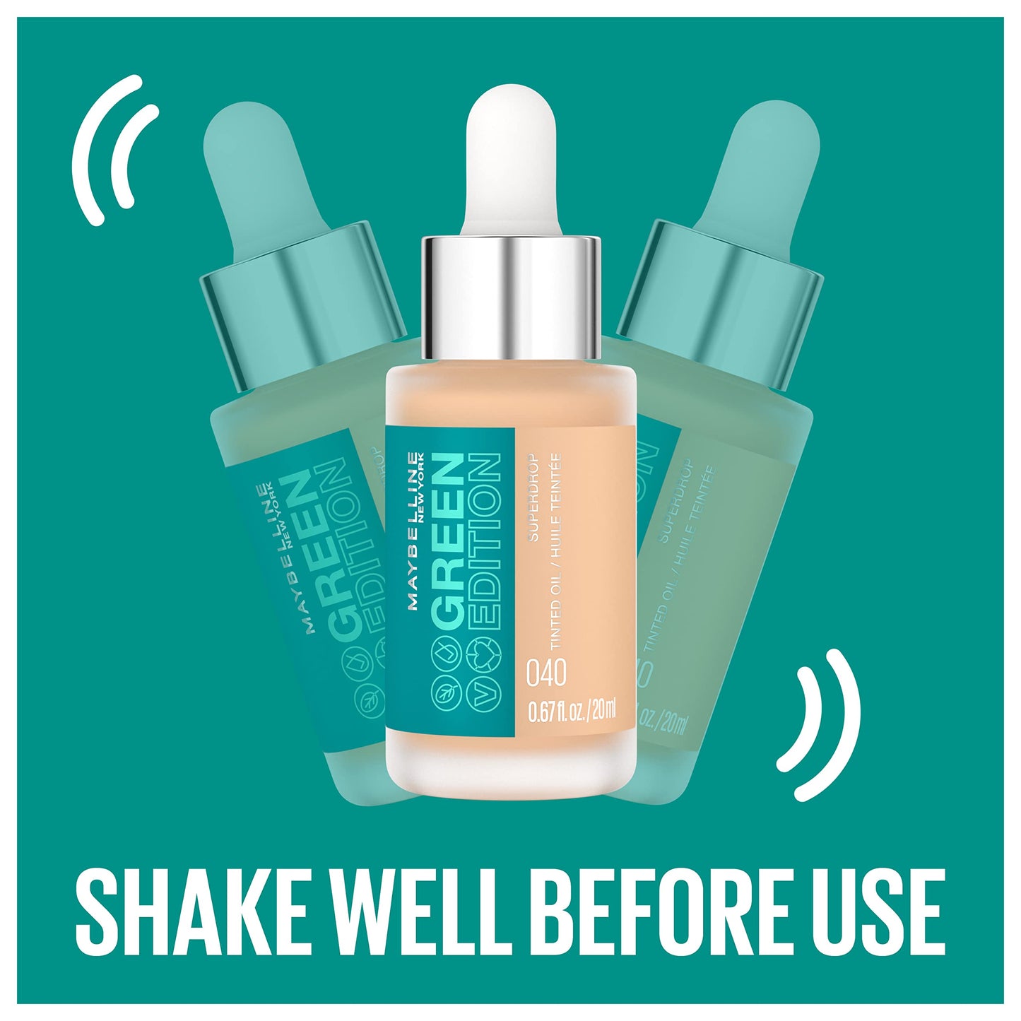 Maybelline Green Edition Superdrop Tinted Oil Makeup, Adjustable Coverage, 75, 0.67 fl oz